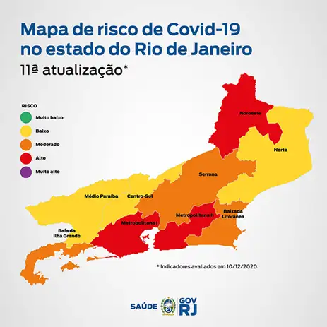 mapa para a matéria 75% da população do Rio em bandeira vermelha