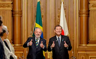 Presidente da República, Luiz Inácio Lula da Silva, durante reunião bilateral com o Primeiro-Ministro do Japão, Shigeru Ishiba, na sala Kacho-no-Ma, do Palácio Akasaka. Tóquio - Japão.  Foto: Ricardo Stuckert / PR