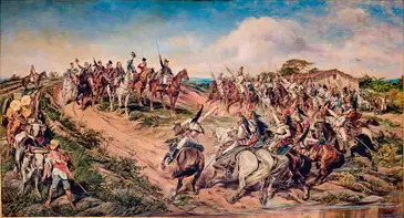 A pintura é uma metáfora sobre o dia do Grito do Ipiranga. Feita em 1888, chama-se Independência ou Morte e está exposta no Museu do Ipiranga  (SP).