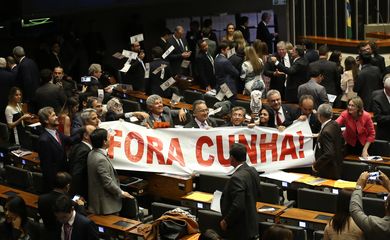 Brasília - O plenário da Câmara dos Deputados aprovou por 450 a favor,  10 contra e 9 abstenções a cassação do mandato do deputado afastado Eduardo Cunha (Fabio Rodrigues Pozzebom/Agência Brasil)