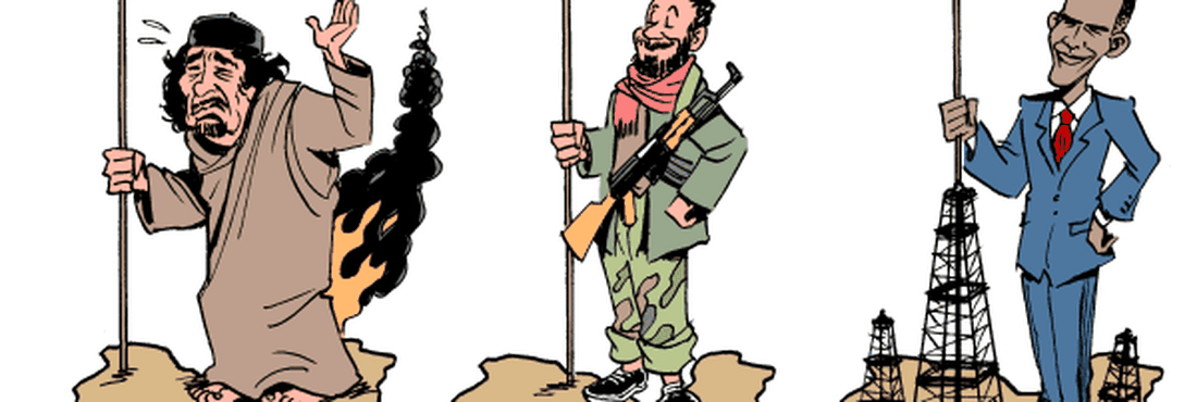 Charge de Carlos Latuff em crítica à situação da Líbia