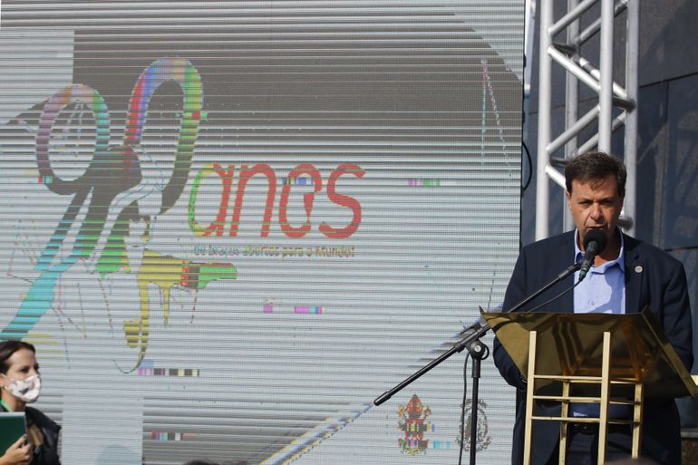 O ministro do Turismo, Gilson Machado Neto, durante o lançamento oficial da Festa dos 90 anos do Cristo Redentor, no dia do aniversário de 456 anos do Rio de Janeiro.