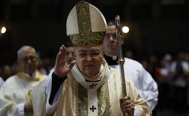 Rio de Janeiro (RJ), 21/04/2025 – O arcebispo do Rio de Janeiro, Cardeal Dom Orani João Tempesta, celebra missa em sufrágio do Papa Francisco na Catedral Metropolitana. Foto: Fernando Frazão/Agência Brasil