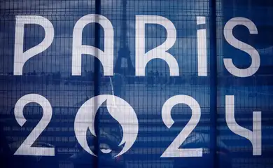 Logo dos Jogos de Paris
 3/7/2024   REUTERS/Yara Nardi