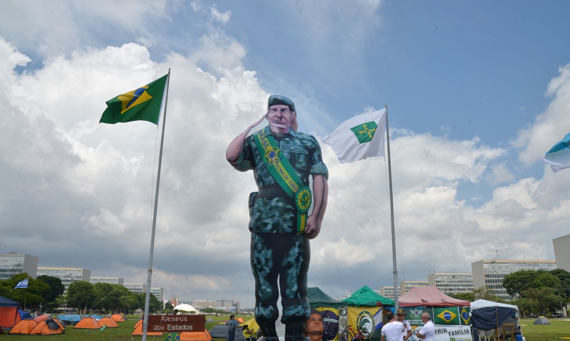 Brasília - Integrantes do Movimento Pátria Amada continuam acampados no gramado do Congresso Nacional (Wilson Dias/Agência Brasil)