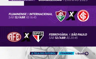 Brasília (DF), 10/04/2025 - Arte Brasileirão Feminino de Futebol: TV Brasil transmite Fluminense X Internacional e Ferroviária X São Paulo. Arte/Agência Brasil