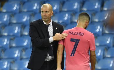 Técnico do Real Madrid, Zinedine Zidane, e Eden Hazard - campeonato espanhol