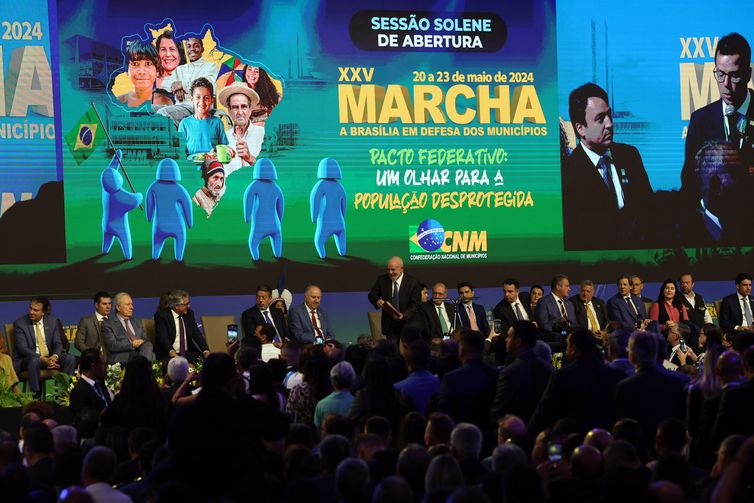 Brasília (DF),  21.05.2024 - Presidente Lula participa da abertura da 25ª Marcha a Brasília em Defesa dos Municípios. Foto: Antonio Cruz/Agência Brasil