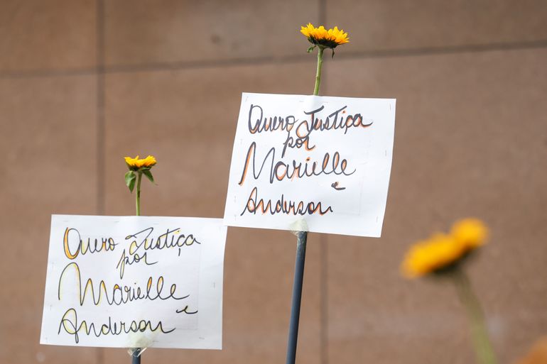 Rio de Janeiro (RJ), 30/10/2024 – Ato pede Justiça por Marielle e Anderson em frente ao Tribunal de Justiça, no centro do Rio de Janeiro. Foto: Tomaz Silva/Agência Brasil