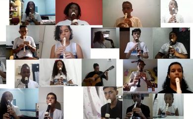 Alunos da Orquestra Municipal do Rio de Janeiro fazem apresentação virtual
