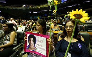Brasília - Câmara dos Deputados realiza sessão solene em memória e solidariedade à vereadora Marielle Franco e ao motorista Anderson Gomes, assassinados na noite de quarta-feira (14), no centro do Rio de Janeiro (Marcelo Camargo/Agência