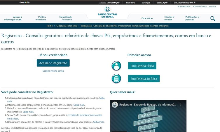 Registrato do Banco Central do Brasil.