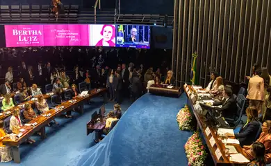 Brasília (DF) 08/03/2023 A presidente do STF, Rosa Weber, recebe o Diploma Bertha Lutz do presidente do Senado, Rodrigo Pacheco. O senado entregou o Diploma para sete mulheres que deram uma contribuição relevante à questão de gênero
