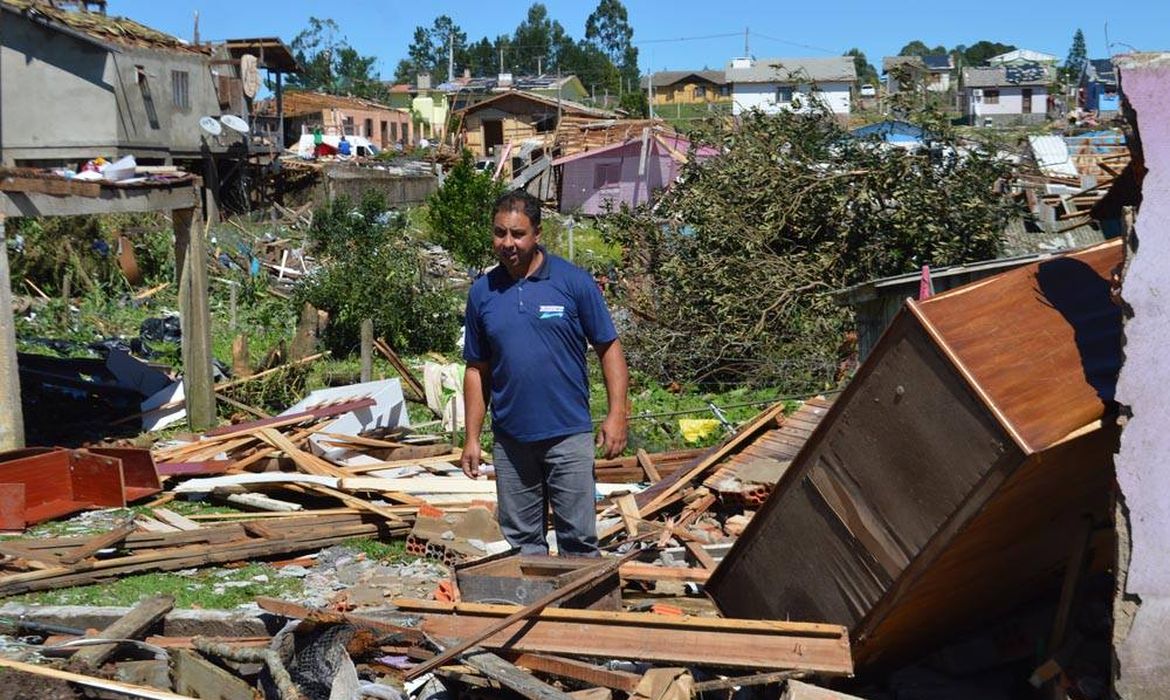Vendaval destrói casas no município gaúcho de São Francisco de Paula (Divulgação/Prefeitura de São Francisco de Paula)