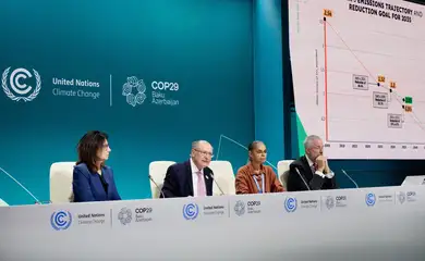 Baku, 13/11/2024 - Vice-Presidente da República Geraldo Alckmin e a ministra do Meio Ambiente Marina Silva durante Entrevista coletiva na COP 29. Foto: Cadu Gomes/VPR
