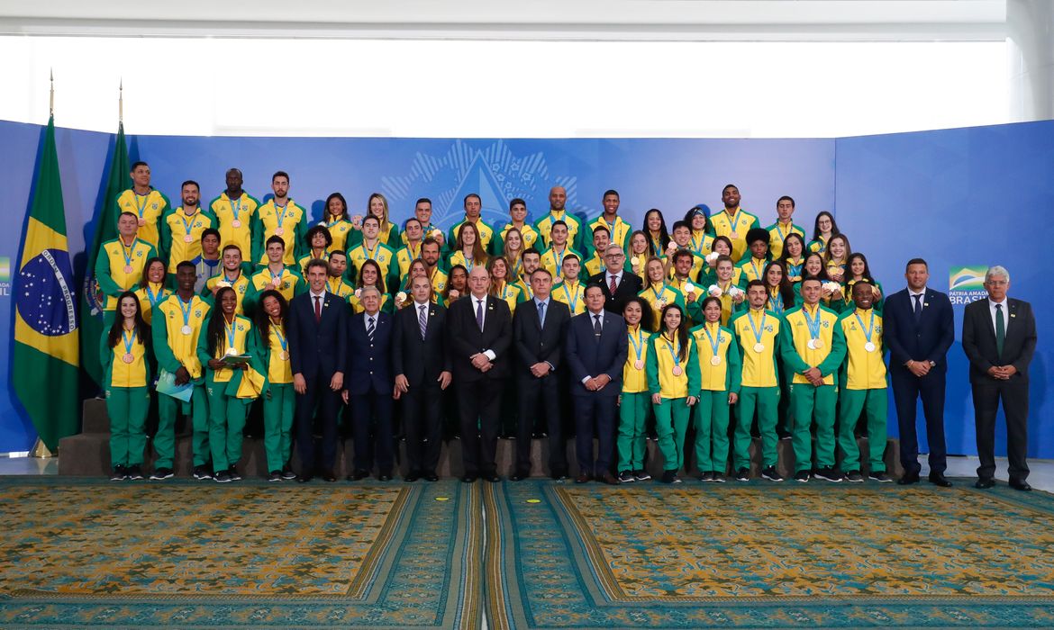 O Presidente da República, Jair Bolsonaro, durante recepção aos  atletas medalhistas dos Jogos Pan-Americanos de Lima 2019.