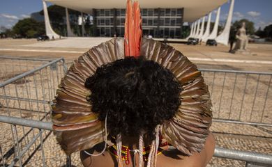Indigena em frente ao STF 
Foto: Joédson Alves/Agência Brasil/Arquivo