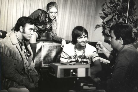 Roberto Carlos, Erasmo Carlos e Wanderléa durante a gravação do filme Roberto Carlos e o Diamante Cor de Rosa