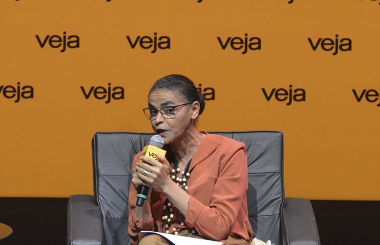 Marina Silva, candidata à Presidência pela Rede, durante sabatina promovida pela revista Veja, em São Paulo.