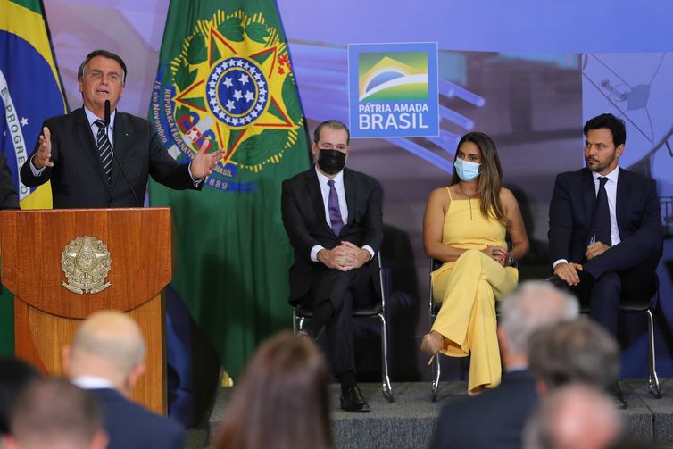O presidente da República, Jair Bolsonaro, durante a entrega do Prêmio Marechal Rondon de Comunicações no Palácio do Planalto