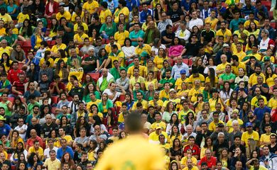 Brasília - A Seleção Brasileira enfrenta o Iraque pela primeira fase do futebol olímpico, no Estádio Mané Garrincha (Marcelo Camargo/Agência Brasil)