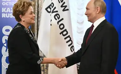 Rússia, 22/10/2024 - O presidente russo Vladimir Putin se reúne com a presidente do Novo Banco de Desenvolvimento, Dilma Rousseff, no primeiro dia da cúpula dos Brics 2024. Foto: dilmarousseff/Instagram