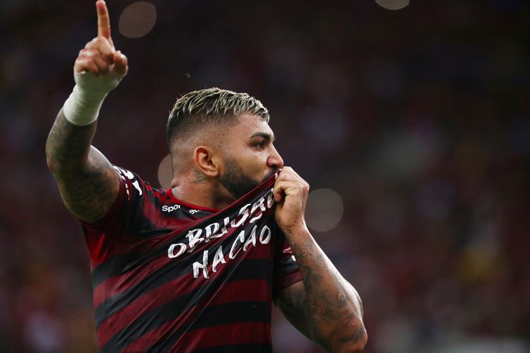 Soccer Football - Brasileiro Championship - Flamengo v Avai - Maracana Stadium, Rio de Janeiro, Brazil - December 5, 2019   Flamengo&#039;s Gabriel celebrates scoring their third goal   REUTERS/Pilar Olivares