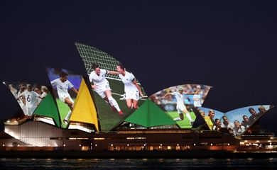 The Sydney Opera House lights up in celebration of Australia and New Zealand's joint bid to host the FIFA Women's World Cup 2023, in Sydney