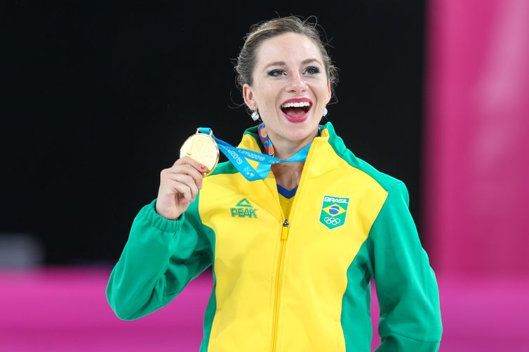 Divulgação Secretaria Especial do esporte Bruna Wurts, patinação artística, medalha de ouro. Jogos Pan-Americanos Lima 2019. Local: Videna, em Lima, no Peru. Data: 27.07.2019. rededoesporte.gov.br