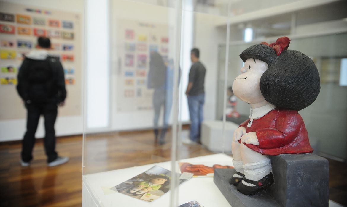 Uma das personagens mais queridas e famosas da América Latina, Mafalda comemora 51 anos com exposição inédita na Biblioteca Parque Estadual, no centro da cidade (Tânia Rêgo/Agência Brasil)
