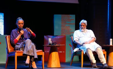 São Paulo SP 22/09/2023 . Ministra do Meio Ambiente, Marina Silva e Rajendra Singh , participam do Fórum Virada Sustentável, na Unibes Cultural, em São Paulo. Foto: Paulo Pinto/Agência Brasil
