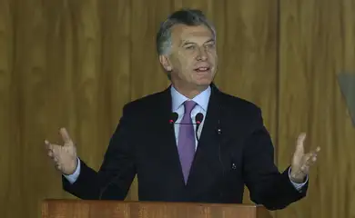 O presidente da Argentina, Mauricio Macri , durante declaração à imprensa