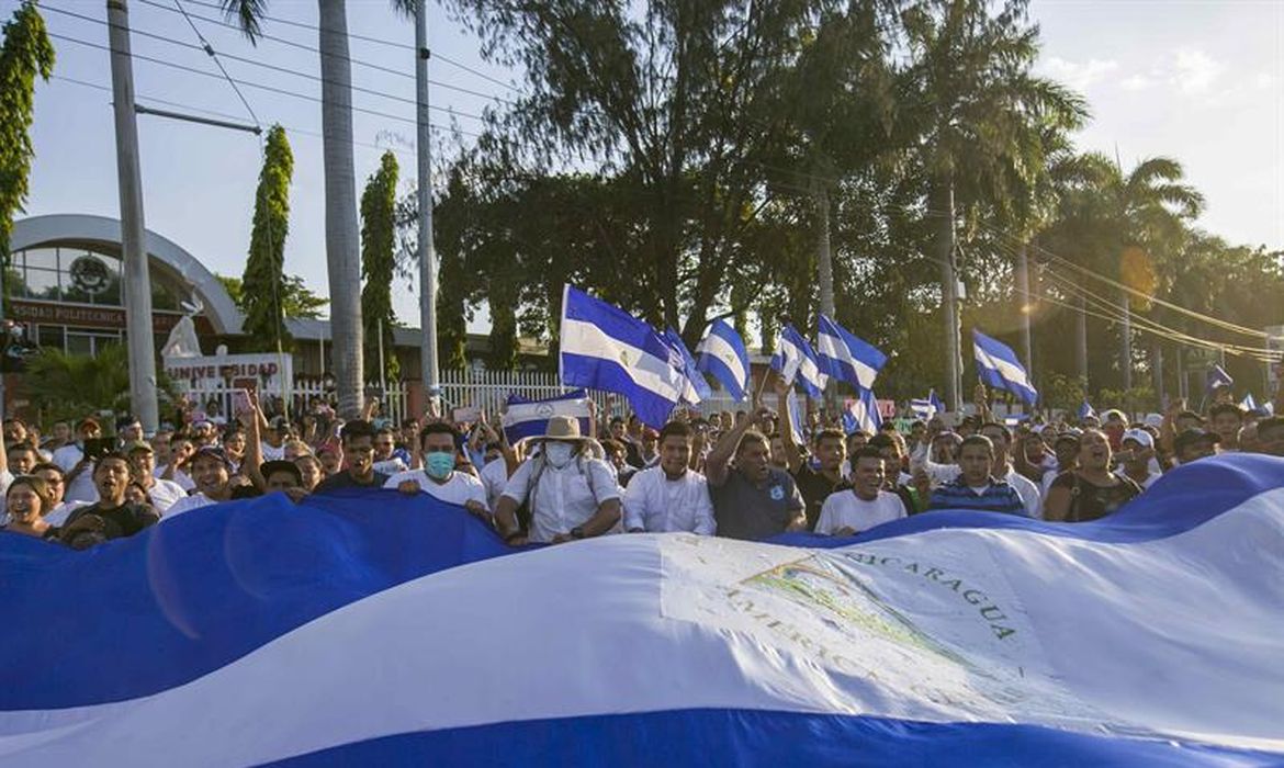 Protesto em Manágua contra reforma da Previdência
