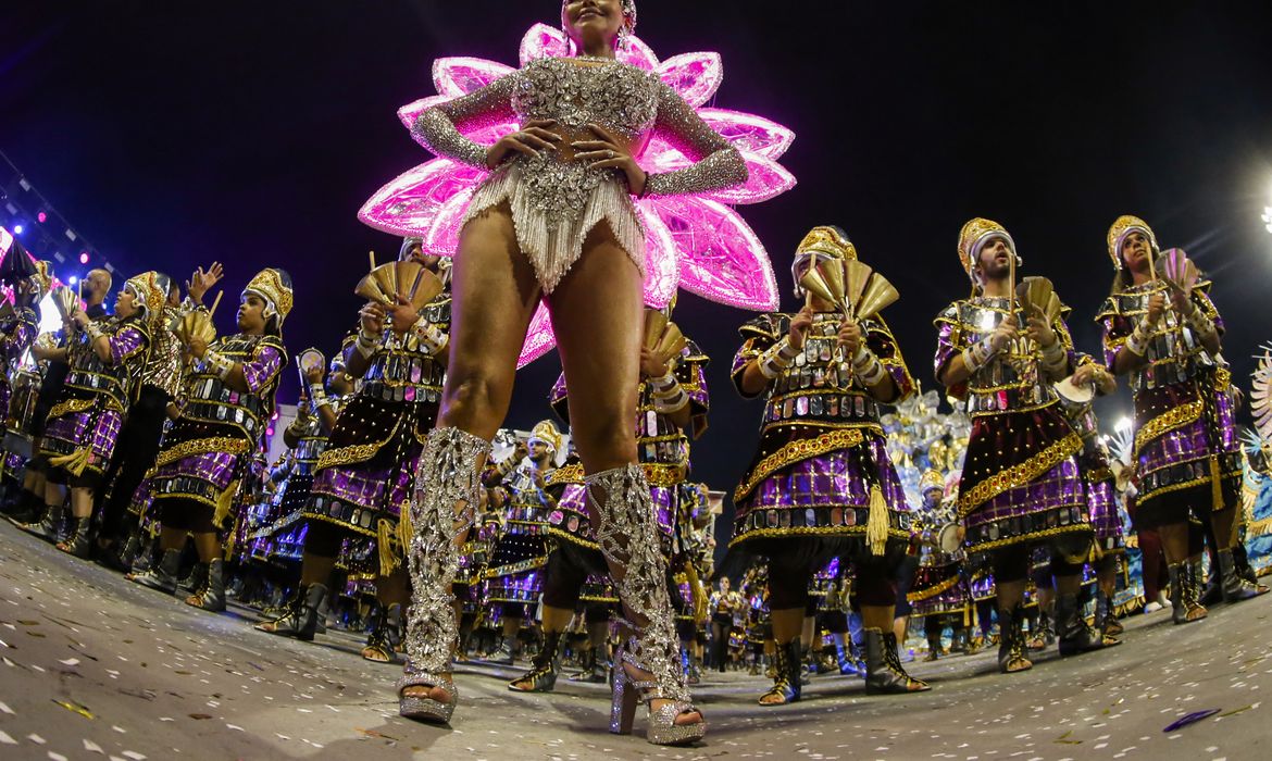 Paulo Pinto/Agência Brasil São Paulo (SP), 01/03/2025 - Carnaval 2025 - Sambódromo do Anhembi, desfile do Grupo Especial -Escola de Samba Rosas de Ouro. Foto Paulo Pinto/Agência Brasil