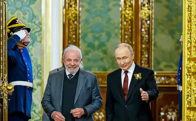 Rússia- 09/05/2025 Presidente da República, Luiz Inácio Lula da Silva, durante reunião com o Presidente da Federação da Rússia, Vladimir Putin. Grande Palácio do Kremlin, Rússia - Moscou.
Foto: Ricardo Stuckert / PR