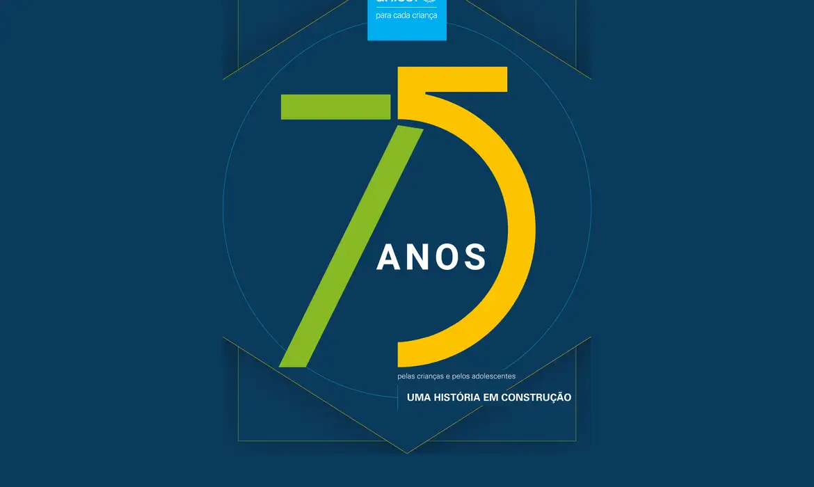 Brasília (DF), 16/07/2025 - Completando 75 anos no Brasil, o Fundo das Nações Unidas para a Infância (Unicef) tem sido um dos p
rincipais parceiros na promoção e defesa dosa direitos de crianças e adolescentes brasileiros. 
Arte Unicef/Divulgação