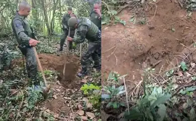 São Paulo (SP), 27/06/2025 - Cemitério clandestino é encontrado em parque na região sul paulistana
Agentes da Guarda Civil localizaram 14 ossadas.
Frame Guarda Civil