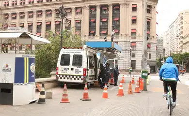 São Paulo - Base da Guarda Civil Metropolitana - GCM no viaduto do Chá, região central.
