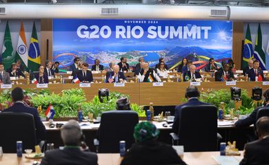 Rio de Janeiro (RJ), 18/11/2024 –  Mesa de abertura do G20, no MAM, na zona central da capital fluminense. Foto: Tomaz Silva/Agência Brasil