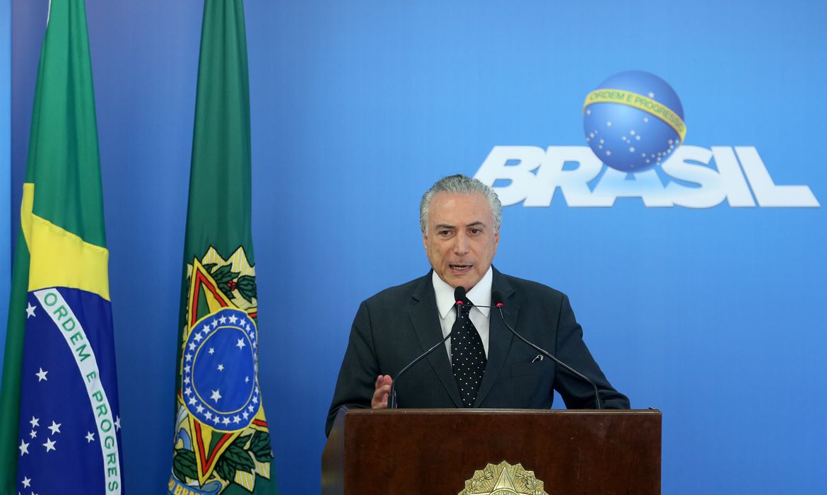 Brasília - O presidente interino, Michel Temer, durante pronunciamento à imprensa  (Wilson Dias/Agência Brasil)