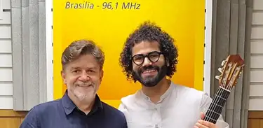 Pedro Aguiar e Marcelo Ferreira nos estúdios 