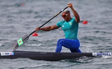 Paris 2024 Olympics - Sprint Canoe - Men's Canoe Single 1000m Semifinal 1 - Vaires-sur-Marne Nautical Stadium - Flatwater, Vaires-sur-Marne, France - August 09, 2024.
Isaquias Guimaraes Queiroz of Brazil in action. REUTERS/Molly Darlington