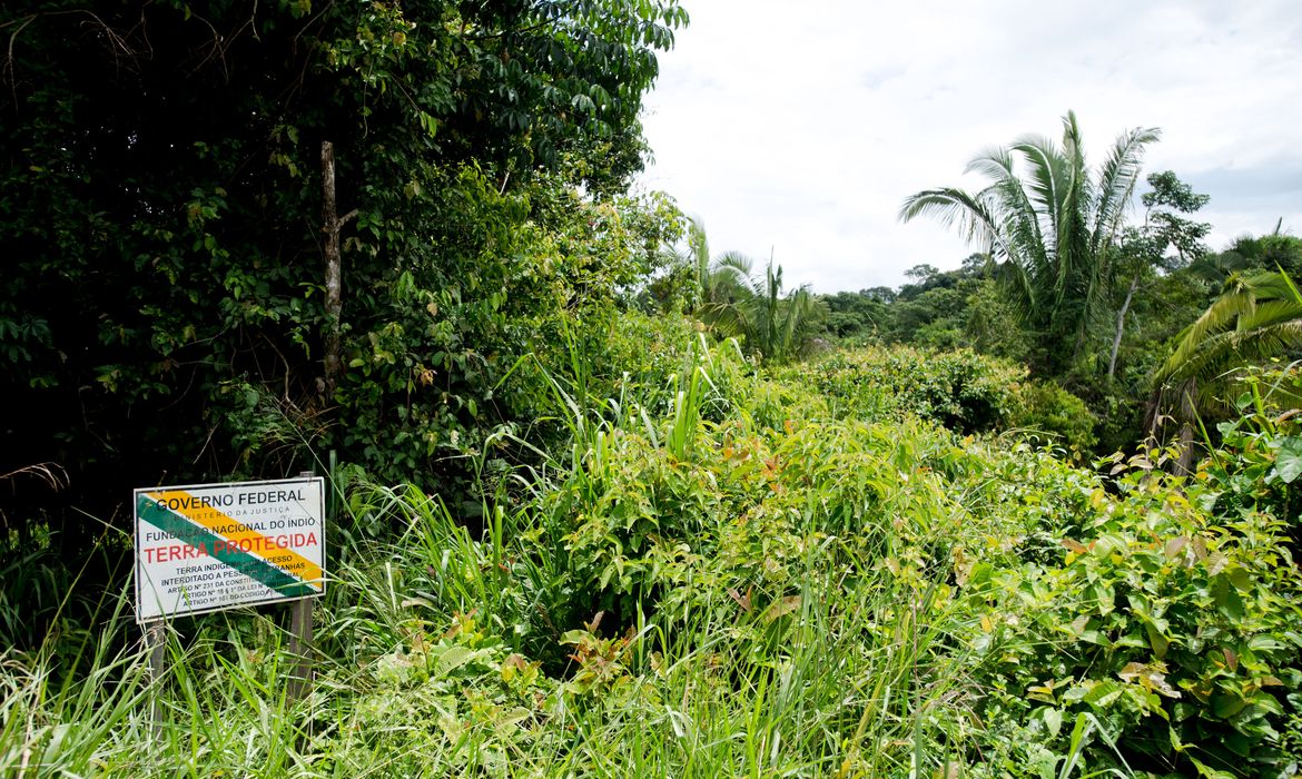 Colniza, MT, Brasil: Divisa da terra indígena Kawahiva do Rio Pardo, no município de Colniza, noroeste do Mato Grosso. (Foto: Marcelo Camargo/Agência Brasil)