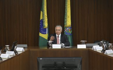 O presidente Michel Temer coordena a última reunião ministerial de seu governo, no Palácio do Planalto.
