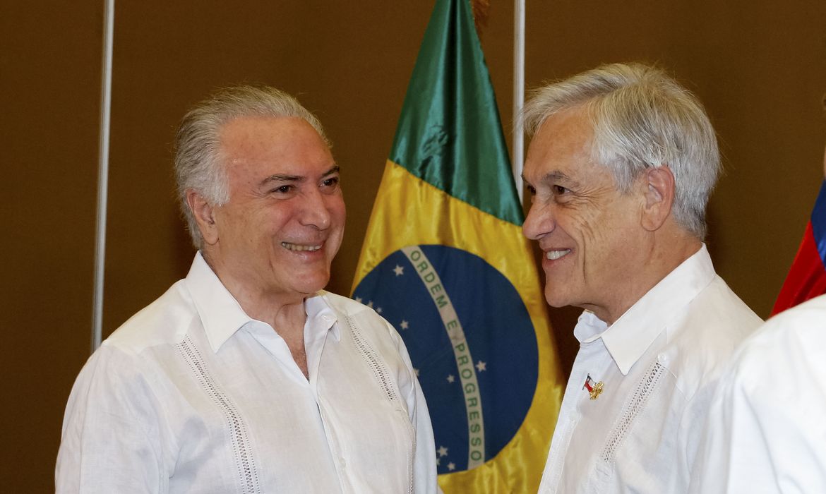 Presidente da República, Michel Temer, durante reunião bilateral com o presidente do Chile, Sebastián Piñera.