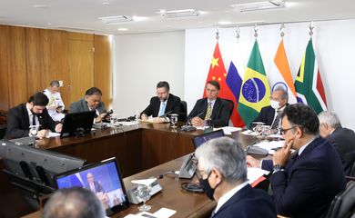 O presidente da República, Jair Bolsonaro, durante reunião da XII Cúpula de Líderes do BRICS (videoconferência).