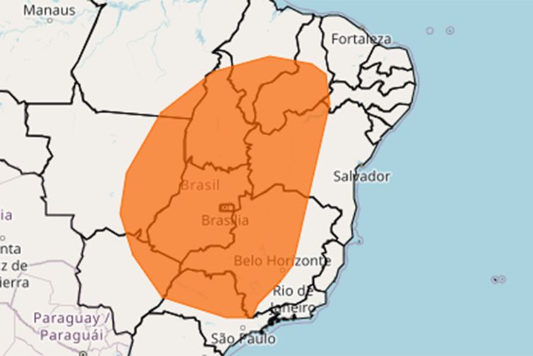 Inmet/divulgação Brasília (DF), 11/09/2025 - Alerta laranja do inmet sobre baixa umidade. INMET publica aviso iniciando em: 11/09/2025 12:00. Umidade relativa do ar variando entre 20% e 12%. Risco de incêndios florestais e à saúde. Foto: Inmet/Divulgação