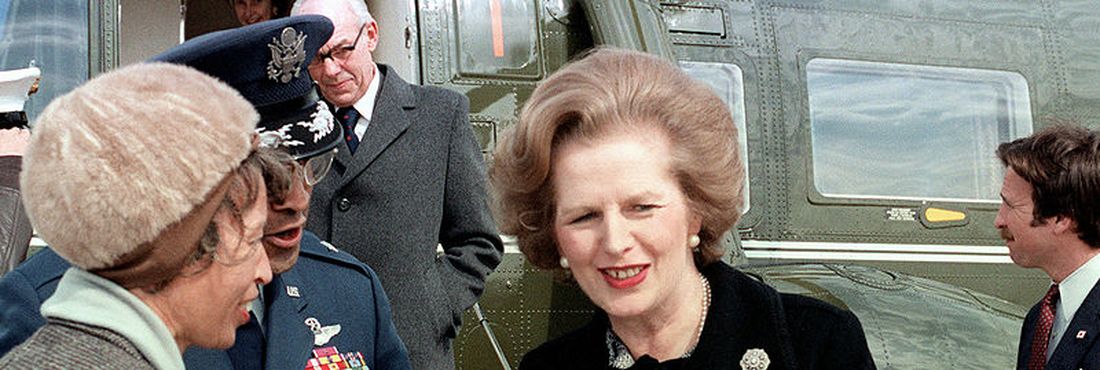 Margaret Thatcher em visita aos Estados Unidos
