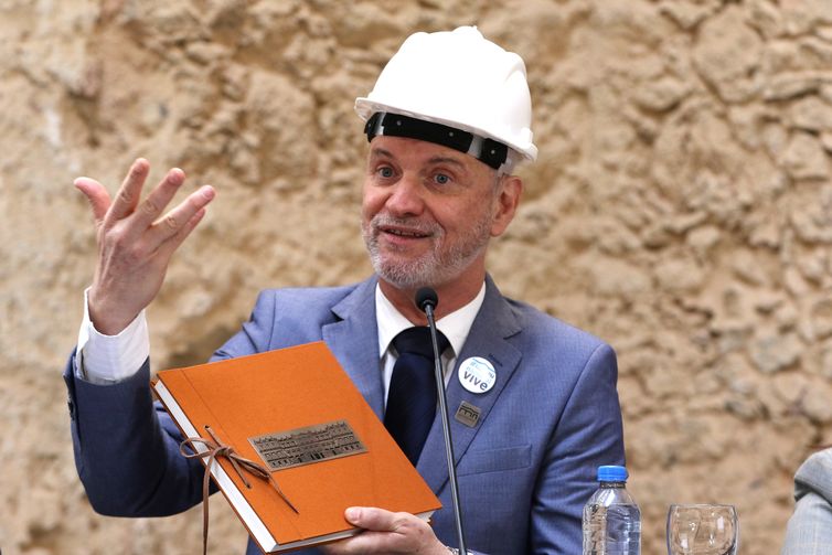 Diretor do Museu Nacional, Alexander Kellner, na inauguração da fachada do Museu Nacional. -Tânia Rêgo/Agência Brasil