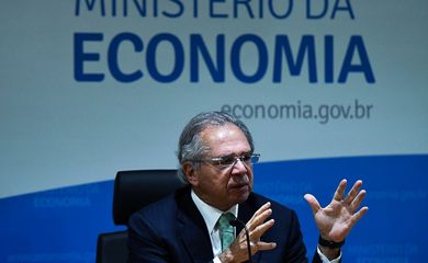 Ministro da Economia, Paulo Guedes, durante coletiva remota sobre o balanço das medidas e ações do ME em 2020
